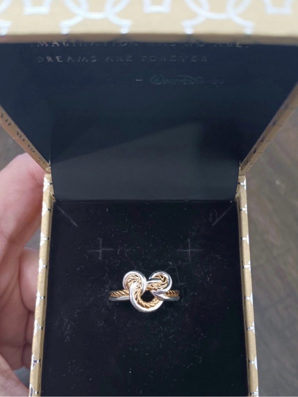 Rebecca Hook Mickey Two-Tone Nautical Knot Ring in Gold and Silver Sz 7